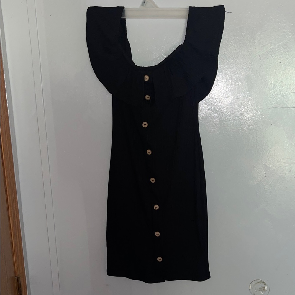 Fashion Nova Black Mini Dress with Button Detail